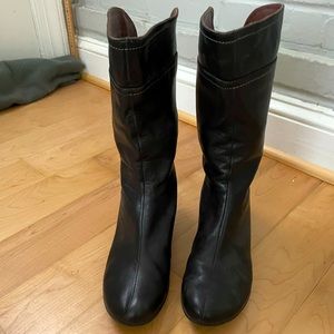 Black mid calf boots